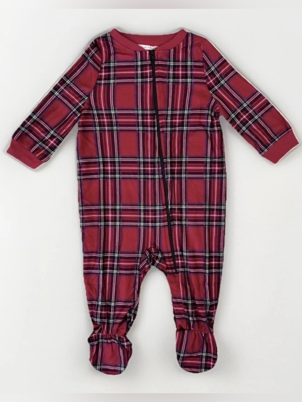 Lanz Of Salzburg One Piece Sleeper Pajamas 6-9 Months Baby Red Tartan Plaid